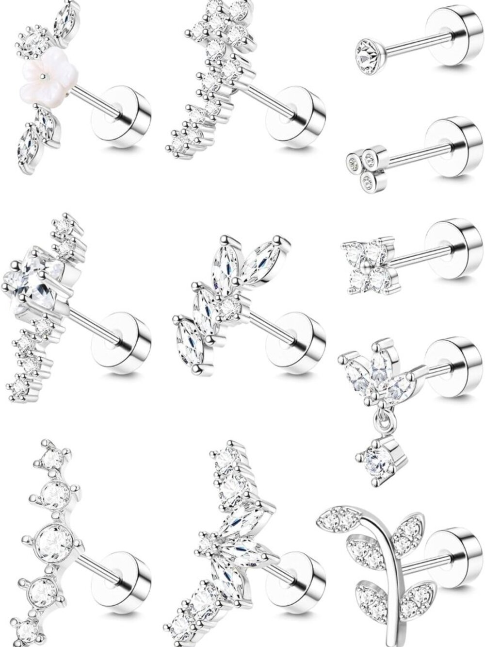 Stylish 16G Stainless Steel Flat Back Cartilage Conch Helix Earrings for Women
